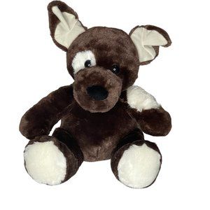 Build-A-Bear Teddy Fudge Pup Plush Brown Ivory Patches 10"
